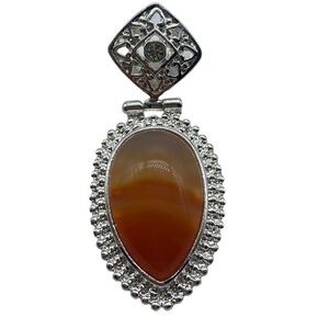 Carnelian Gemstone Sterling Silver 925 Pendant 2in